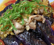 茄子と豚バラのソテー甘酢ソース